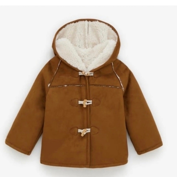 2/40 Zara Caramel Faux Shearling Coat - Picture 3 of 14